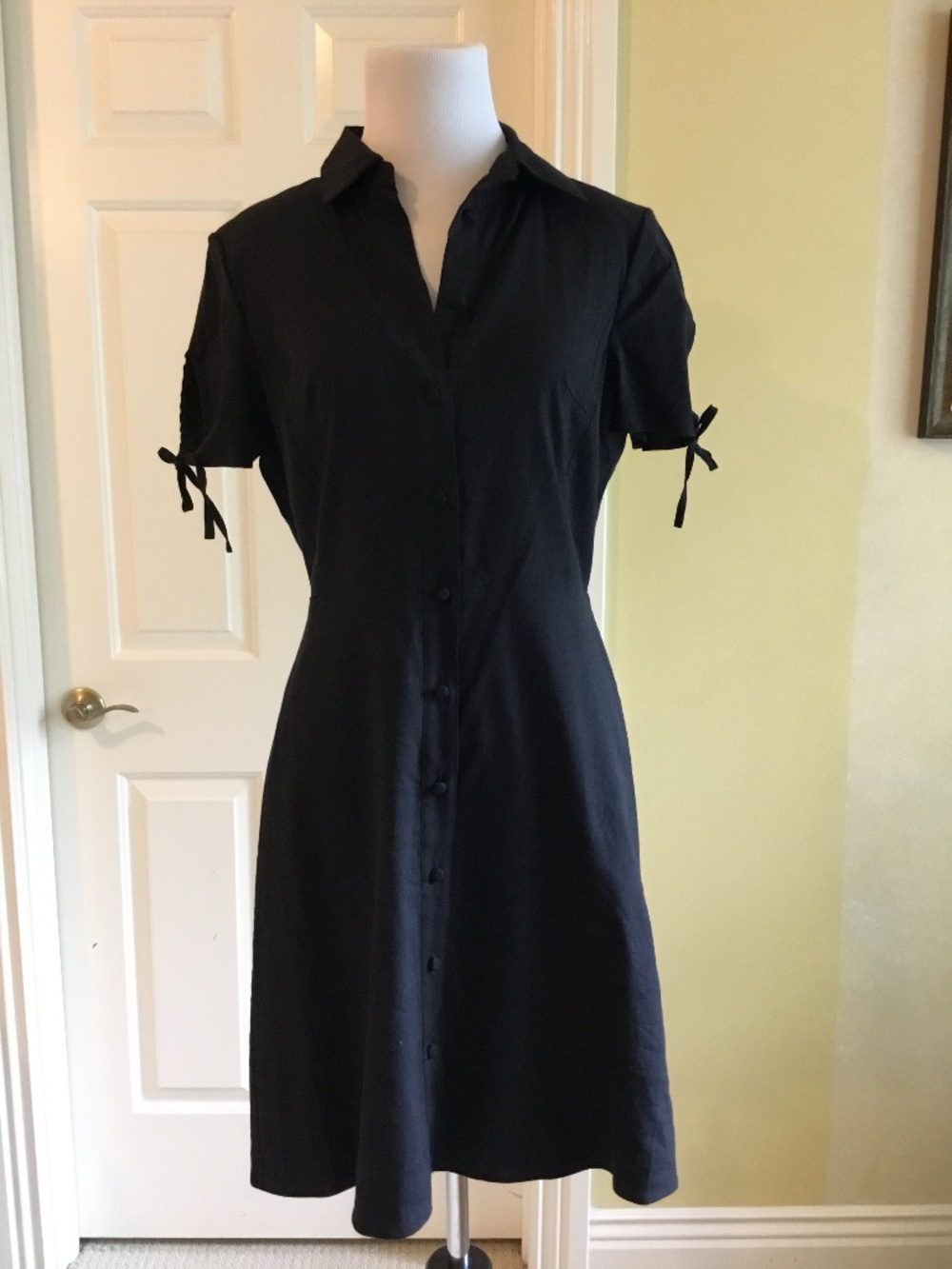 Theory Black Stretch Cotton Shirt Dress